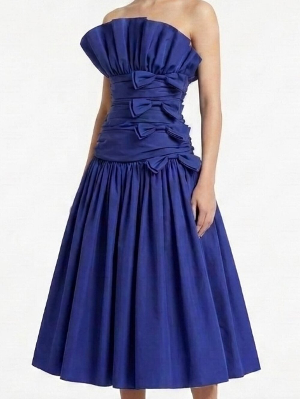 80s Prom Dress Strapless Ruched Bow Nili Martin Purple XS